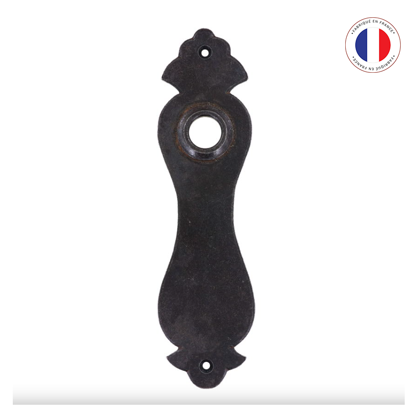 SMALL AGED IRON DOOR PLATE I-CYLINDER
