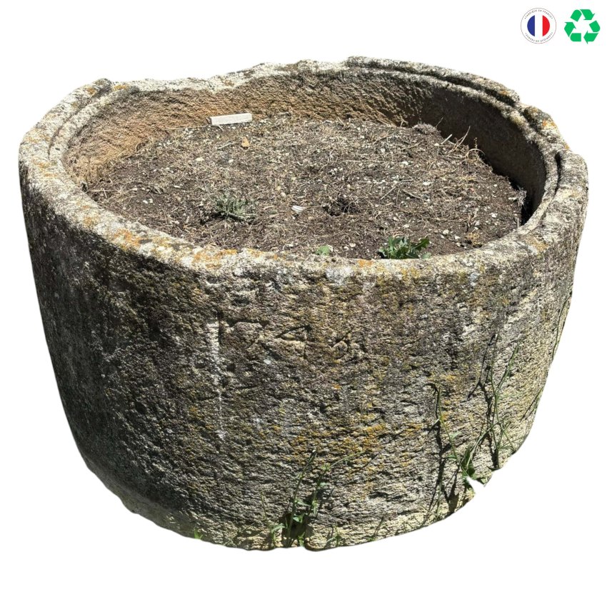 Materials of yesteryear: LARGE OLD ROUND STONE BIN D110