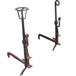 Materials of yesteryear: PAIR OF LANDIER H78 IRON ANDIRONS