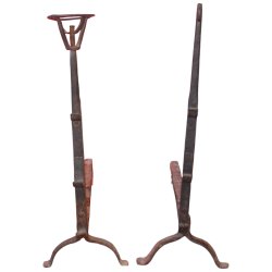 Materials of yesteryear: PAIR OF LANDIER IRON ANDIRONS H73