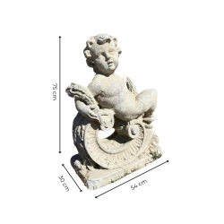 Materials of yesteryear: PUTTO STATUE RECLINING SCROLL SUMMER H78