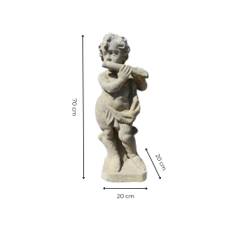 Materials of yesteryear: STATUE PUTTO MUSICIAN FLUTE H70