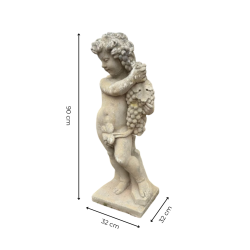 Matériaux d'Antan : STATUE PUTTO RAISIN PIERRE H90