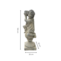 Matériaux d'Antan : STATUE PUTTO BOULE SAISON HIVER H100