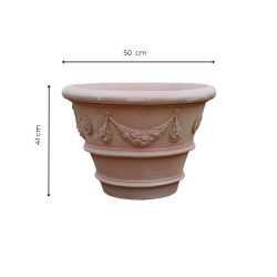 Materials of yesteryear: TERRACOTTA VASE WITH FESTOON H41