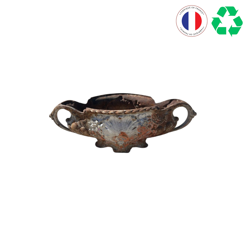 Matériaux d'antan : JARDINIERE EN FONTE ANCIENNE H14