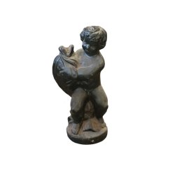 Materials of yesteryear: BLACK CHERUB WITH CAST IRON FISH H55